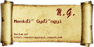 Menkó Gyöngyi névjegykártya